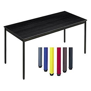 JPG Table de reunion modulable rectangle - L.140 x P.70 cm - Plateau Noir - Pieds Bleu