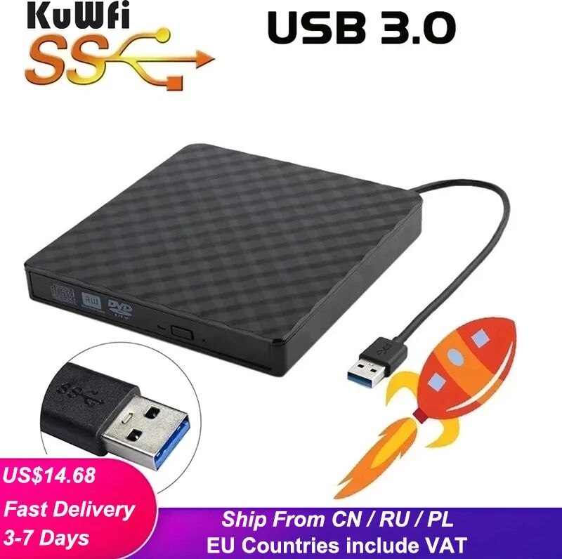 KuWFi USB 3.0 graveur de DVD externe graveur graveur DVD RW lecteur optique lecteur CD / DVD ROM MAC OS