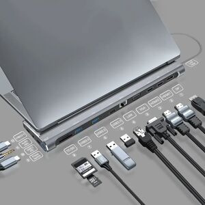 MagBac-Station d'accueil USB C  2x HDMI DP VGA Ethernet SD TF PD 100W  alimentation S6 pour