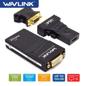 WAVLINK Wavexhaus- Adaptateur graphique video compatible USB 2.0 vers VGA  DVI  HDMI  affichage de plusieurs