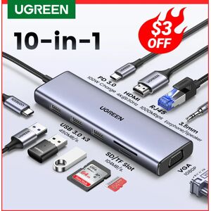 UGREEN-Adaptateur USB Type-C vers HDMI 2.0 RJ45  USB 3.0  PD 100W  4K  60Hz  pour Macbook Air Pro