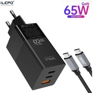 ILEPO ILEbagGAN 65W USB C Chargeur Charge Rapide QC4.0 PD3.0 USB-C Avec 100W Câble Type C Rapide USB