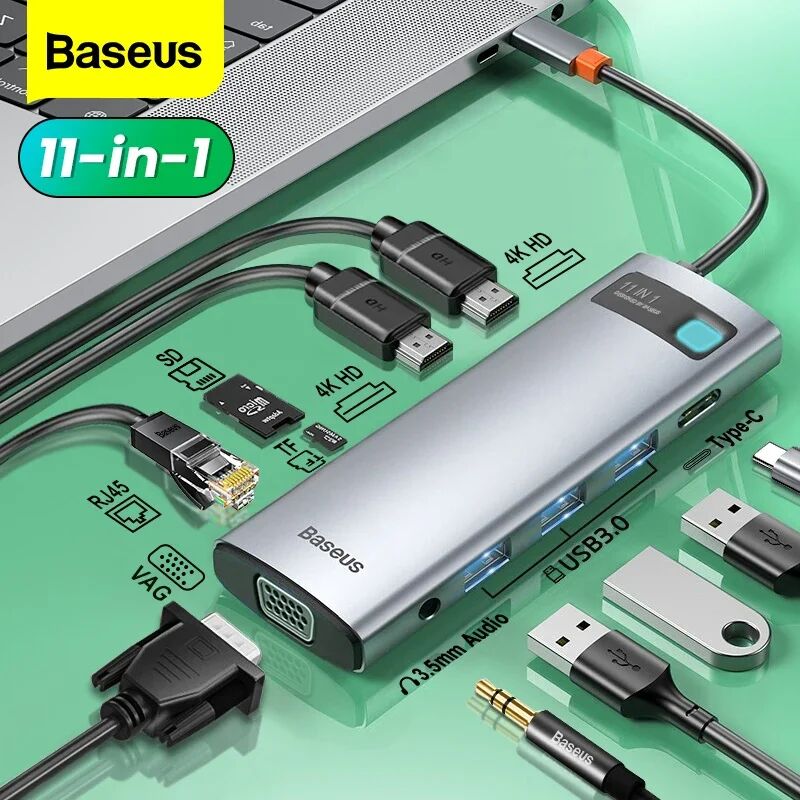 Baseus ? HUB USB type-c vers HDMI  lecteur SD RJ45 PD 100W  chargeur USB 3.0 pour MacBook Pro