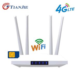 TIANJIE-Routeur Wifi Cat4 3G 4G LM321  avec Carte Sim Debloquee  Modem RJ45 WAN LAN  Antennes