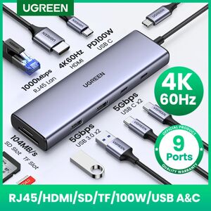UGREEN – Adaptateur USB type-c vers HDMI 2.0  RJ45  USB 3.0 et PD 100 W  accessoire/ hub 4K  60 Hz
