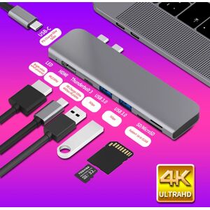 TRANSPOW Adaptateur USB 3.1 type-c vers HDMI 4K  Thunderbolt 3  avec hub 3.0 TF SD lecteur fente PD pour