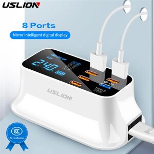USLION — Station de recharge rapide HUB USB 8 ports Quick Charge 3.0  avec affichage LED et prise EU
