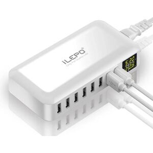 ILEPO – chargeur rapide USB 60W à 8 ports QC3.0 HUB  Station de Charge intelligente à affichage LED