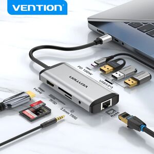 Vention-HUB USB 3.0 Type C vers Station S6 HDMI RJ45 4K  Accessoires pour MacPlePro Air  Mathiateur