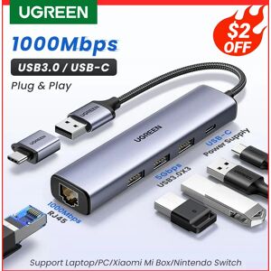 UGREEN Adaptateur Ethernet USB 1000/100Mbps USB3.0/USB2.0 HUB USB vers RJ45 USB Lan pour Ordinateur