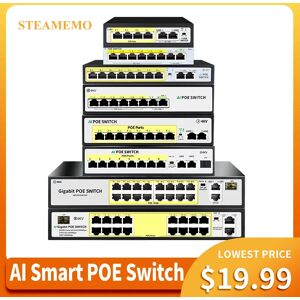 STEAMEMO – commutateur Ethernet HY série 4/6/8/16 ports POE SFP pour caméra IP/sans fil AP/CCTV