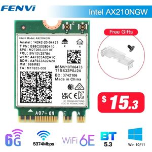 fenvi Carte réseau sans fil LeicBand WAP FI 6E AX210 M.2 NGFF  5374Mbps  Intel AX210NGW  2.4G  5G  6