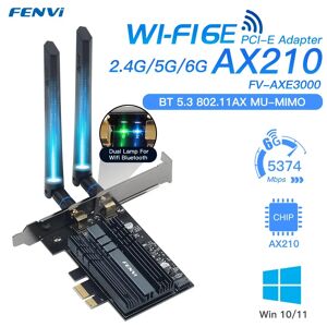 Fenvi-Adaptateur WiFi sans fil 6E Intel AX210 PCIe  5374Mbps  2.4G  5G  6 mesurz  Stérilisation  11