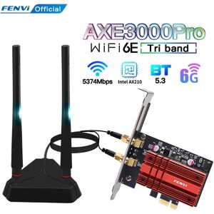 fenvi Adaptateur réseau Wi-Fi 6E sans fil Intel AX210  2.4/5/6 mesurz  2400m  carte pour Bluetooth 5.3