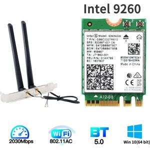 fenvi Carte WIFI avec antenne sans fil 9260 NGW  accessoire double bande pour Intel M.2 2x2 802 11 ac