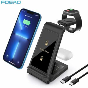 FDGAO Support de chargeur sans fil  3 en 1  20W  charge rapide  station S6 pour Apple Watch  iWatch 8  7