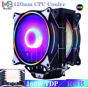 Wovibo Refroidisseur CPU avec 6 caloducs  120mm  RGB  PWM  4 broches  silencieux pour Intel LGA 115X  1200