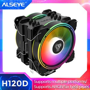 ALSEYE H120D CPU Refroidisseur RGB Ventilateur 120mm PWM 4 Broches 6 Caloducs Refroidisseur pour LGA