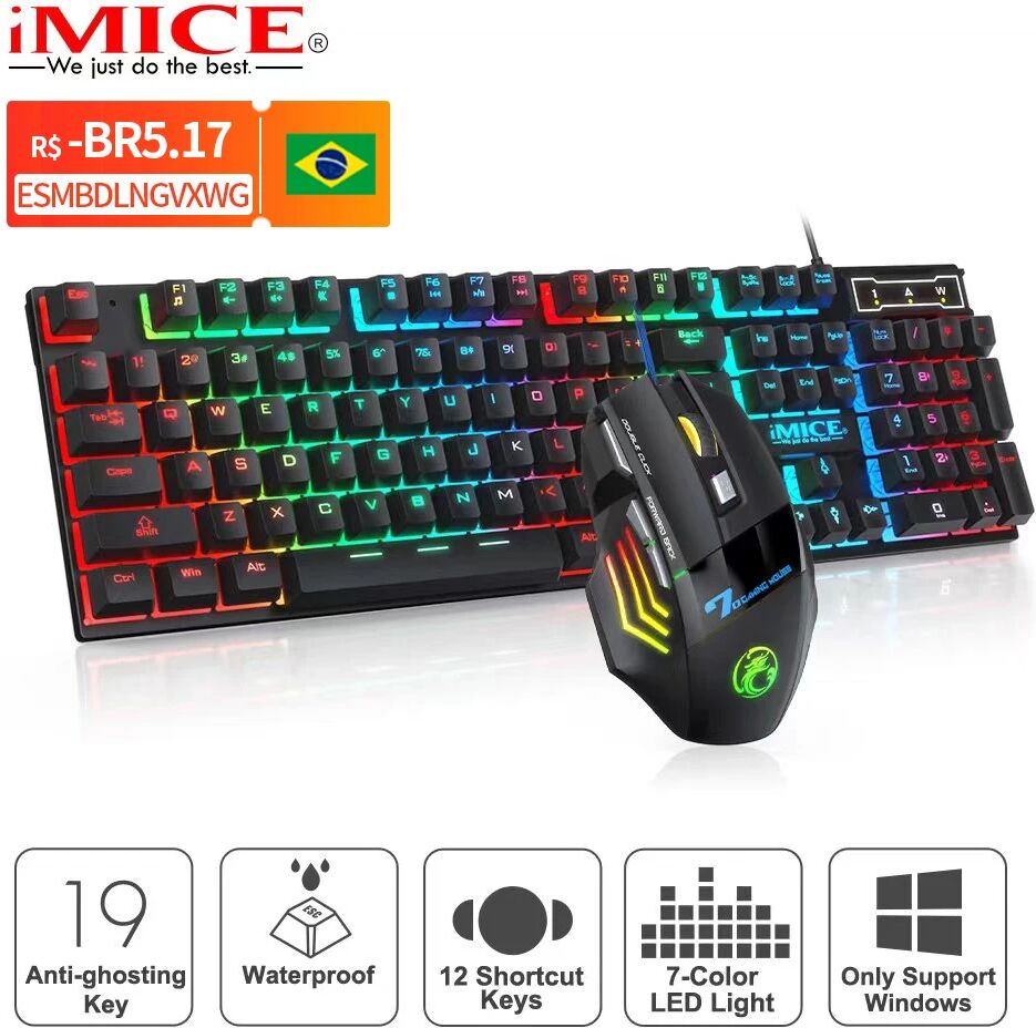 iMice Kit clavier et souris de jeu filaire  104 touches  avec rétroéclairage RVB  russe  ergonomique  pour