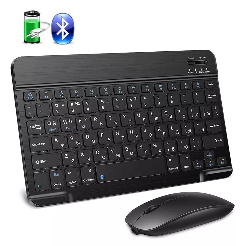 EASYIDEA Mini clavier et souris sans fil rechargeables  Bluetooth  russe  espagnol  touches pour tablette