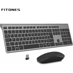 FITONES Clavier et souris sans fil  connexion stable 2.4 Gigahertz  batterie aste  Royaume-Uni  France