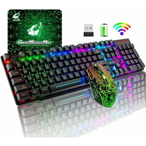 TRAVOR Ensemble clavier et souris de jeu mecanique  retroeclairage LED arc-en-ciel  ergonomique  USB  PC