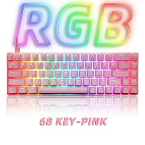 Clavier mécanique de jeu filaire 68 touches  rétroéclairage LED  interrupteur rouge/bleu  rvb  pour