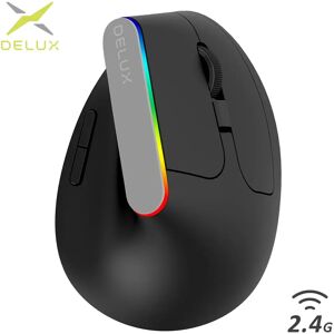 Delux M618C – souris de jeu ergonomique verticale  sans fil  silencieuse  6 boutons  récepteur USB