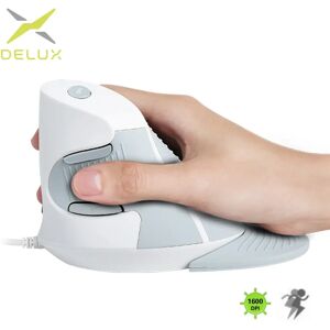 Delux M618BU-Souris verticale filaire blanche ergonomique à 6 boutons  accessoire optique pour droitier