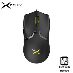 Delux-Souris de jeu filaire M800 PMW3389 RVB  souris ergonomique légère  câble en ULsouple