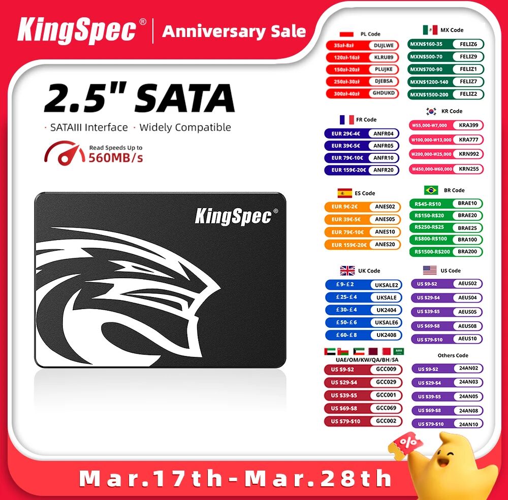 KingSpec ? disque dur interne SSD  sata 3  2.5 pouces  avec capacité de 256 go  64 go  128 go  512