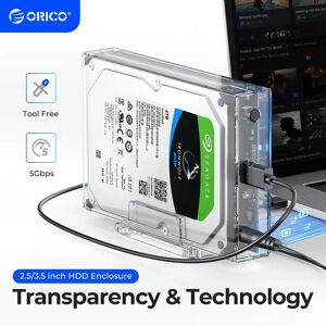 ORICO-Boîtier transparent pour disque dur  3.5 pouces  2.5 pouces  SSD  SATA vers USB 3.5