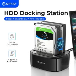 ORICO – Station d'accueil à double baie pour disque dur 2.5/3.5 pouces  SSD SATA vers USB 3.0 HDD