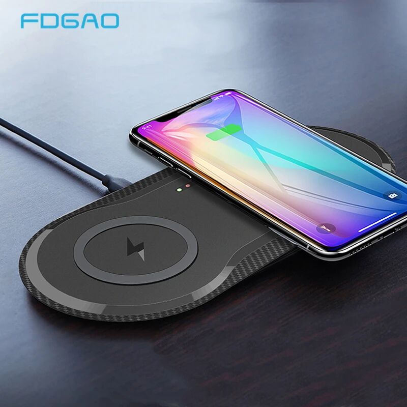 FDGAO Double chargeur sans fil pour iPhone 14  13  12  11  XS  Poly X  8  AirPods Pro  Samsung S21  S20