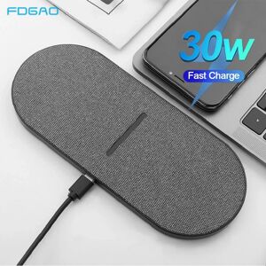 FDGAO Chargeur sans fil Double siège 2 en 1  30W  pour Samsung S22 S21  tapis de charge rapide Double