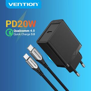 Vention – chargeur USB PD 20W Quick Charge 4.0/3.0  Type C  pour téléphone iPhone 13/12/Xs/Xiaomi