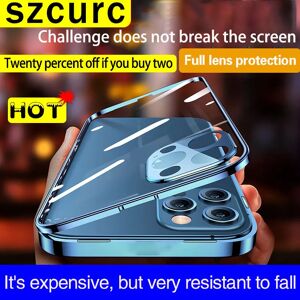 SZCURC Coque de téléphone à adsorption magnétique pour iPhone  protection complète à 360 °  coque en verre