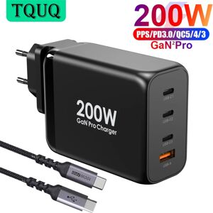 TQUQ Chargeur mural 200W Module GaN 100W USB-C PD3.0 PPS et 60W USB-A QC4.0 + Charge rapide pour