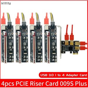 H1111Z PCI-E Riser Card  1 à 4  USB 3.0  Adaptateur  Multiplicateur HUB PCI Express Riser 009S Plus