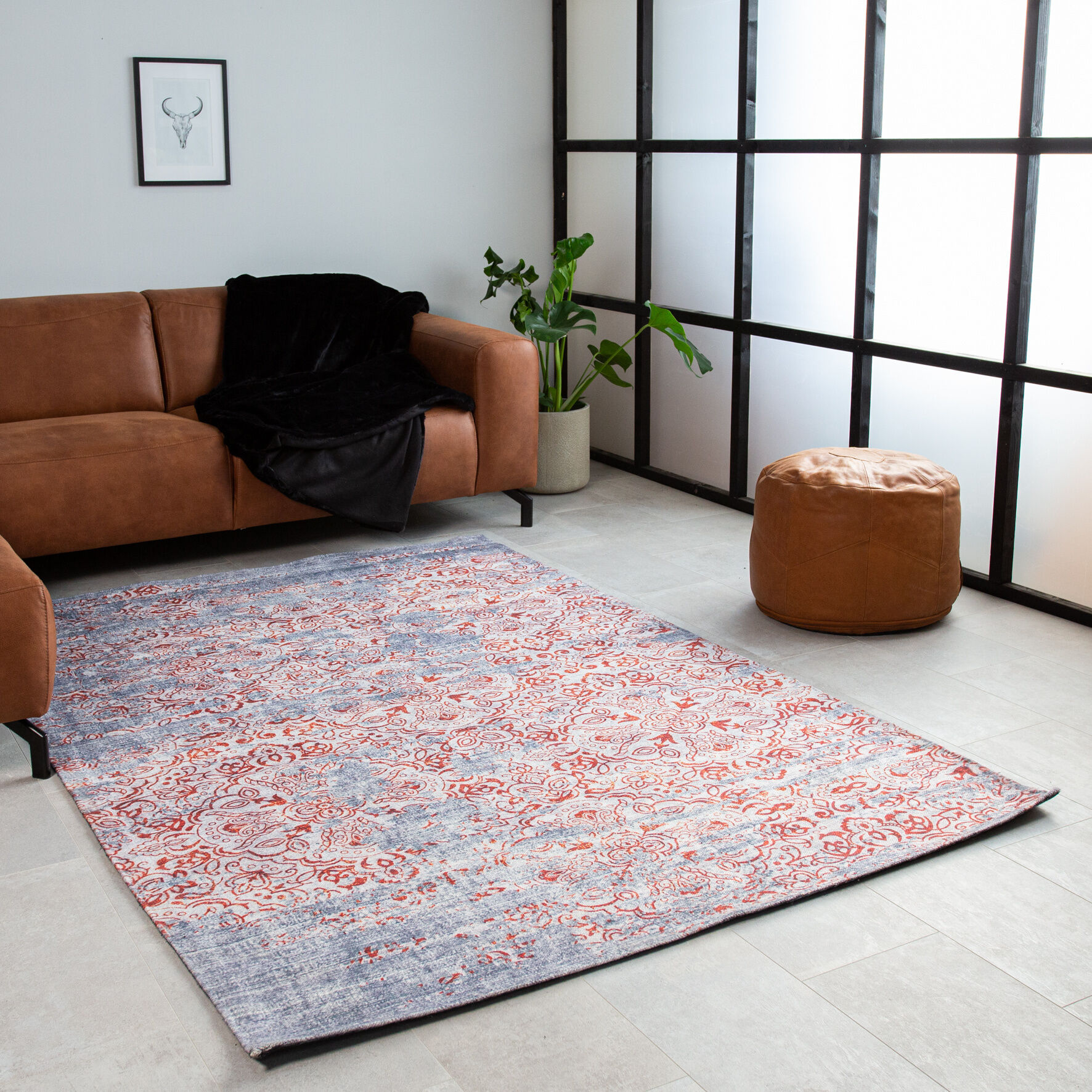 Dimehouse Dylan Tapis Floral Gris Rouge 160X230cm