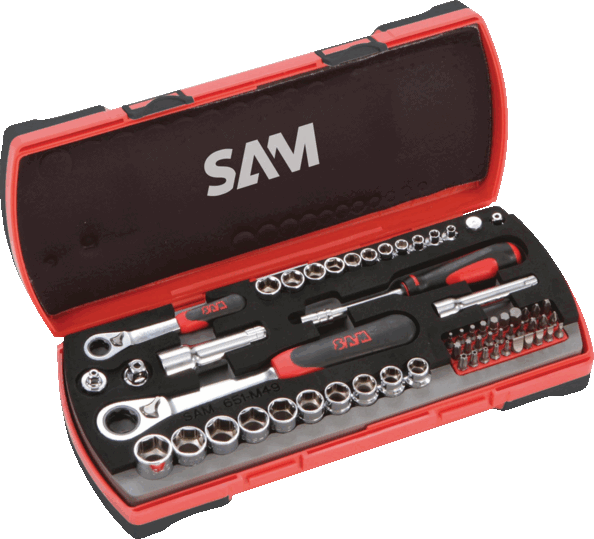 SAM OUTILLAGE Coffret cliquets et douilles traversants 1/4