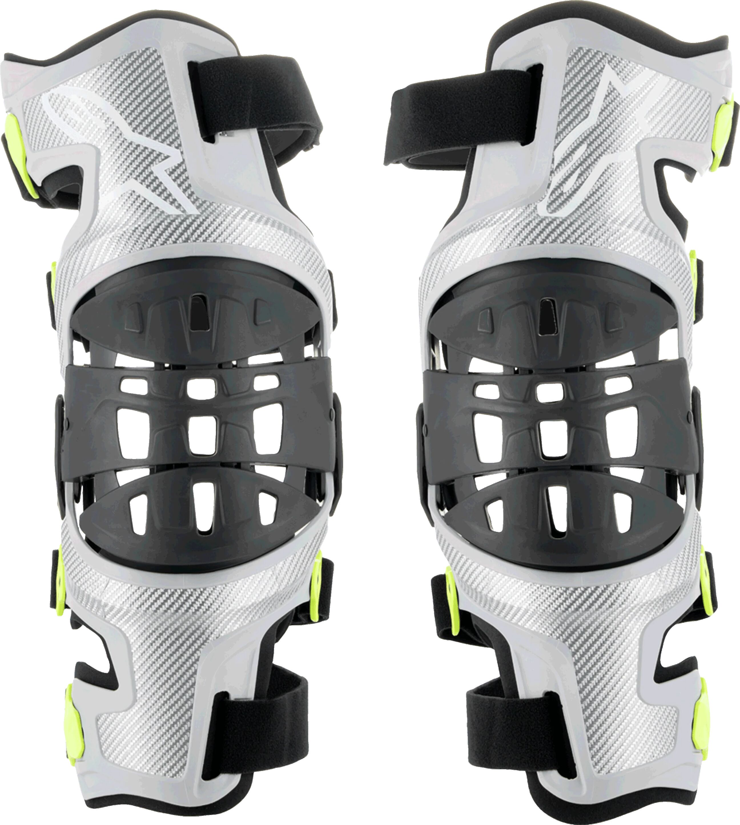 Alpinestars Bionic-7 Knee Brace Set Silver/yellow Fluorescent, Taille: M