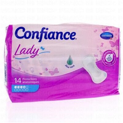 Hartmann Confiance Lady Protection Hygiéniques Anatomiques 14 Pièces 4 Gouttes - Publicité Hartmann Confiance Lady Protection Hygiéniques Anatomiques 14 Pièces 4 Gouttes - Publicité