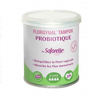 Saforelle Saforelle Florgynal Tampons - 8 pcs - Flux abondant - Probiotique - Publicité Saforelle Saforelle Florgynal Tampons - 8 pcs - Flux abondant - Probiotique - Publicité