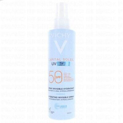 Vichy Capital Soleil Uv Aqua Spray Invisible Hydratant Spf50 200ml - Publicité Vichy Capital Soleil Uv Aqua Spray Invisible Hydratant Spf50 200ml - Publicité