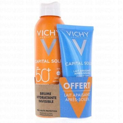 Vichy Capital Soleil Brume Hydratante Invisible Spf50 + Lait Après-Soleil 100ml Offert - Publicité Vichy Capital Soleil Brume Hydratante Invisible Spf50 + Lait Après-Soleil 100ml Offert - Publicité