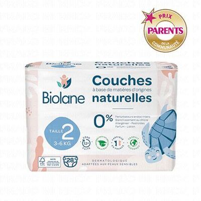 Biolane Couches Naturelles Zéro Fuites 12h Taille 2 - 3à6kg X28 Couches - Publicité Biolane Couches Naturelles Zéro Fuites 12h Taille 2 - 3à6kg X28 Couches - Publicité