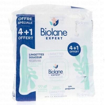 Biolane Expert - Lingettes Douceur Non Parfumées À L'Aloe Vera Apaisante Lot De 5 - Publicité Biolane Expert - Lingettes Douceur Non Parfumées À L'Aloe Vera Apaisante Lot De 5 - Publicité
