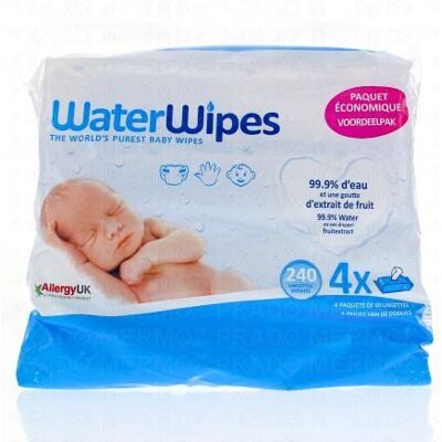 Waterwipes Lingettes Bébé 4 Paquets De 60 Lingettes - Publicité Waterwipes Lingettes Bébé 4 Paquets De 60 Lingettes - Publicité