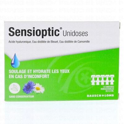 BAUSCHLOMB Sensioptic - Lubrification Des Yeux Et Des Paupières Bausch & Lomb 10 Unidoses - Publicité BAUSCHLOMB Sensioptic - Lubrification Des Yeux Et Des Paupières Bausch & Lomb 10 Unidoses - Publicité